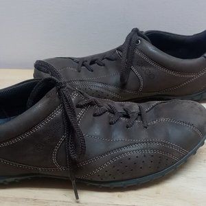 Ecco Brown Leather Casual Lace Up Fashion Sneakers Womens Size 10 EU 42